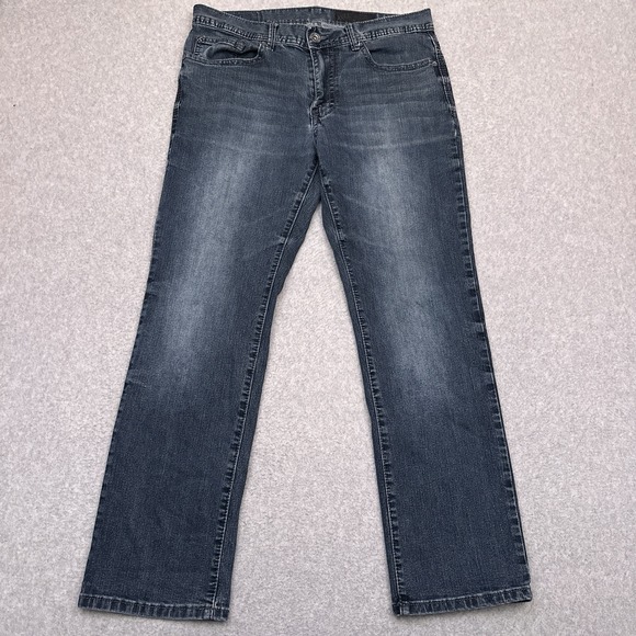 TK Axel Slim Straight Jeans Men's 35x30* Blue Dark Wash Denim Stretch Western - Picture 1 of 10